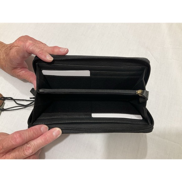 Ladies Woven Fabric Camo Blue Myra Wallet S- 5872 Western Style Zippered - Picture 3 of 4